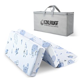 EZKLRWGF Trifold Pack and Play Mattress,38"x26" Portable Thick Pack N Play Mattresses Topper with Dual Sided Soft & Firm Memory Foam with Washable Cover