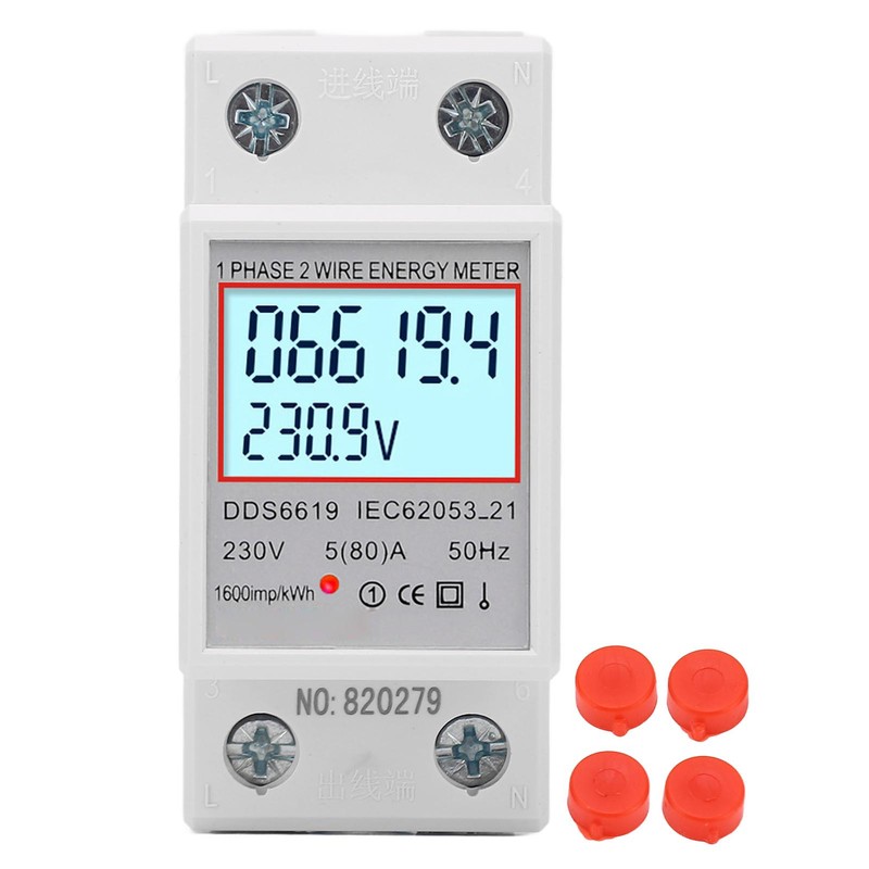 LCD Digital Electricity Meter Single Phase 2 Pin DIN Rail