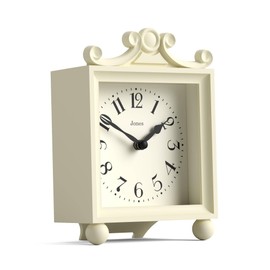 Jones Clocks® Parlour mantel clock | Classic carriage clock | Cream | Elegant square decorative case, perfect for mantel, shelf, table or bedside