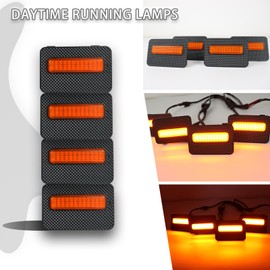 ZDEERAOTO 4pc Smoked Housing Amber LED Front Grille Lights DRL Feature Kit for Toyota Tacoma 2024 2025 SR SR5 Cab Pickup Accessories (Yellow)