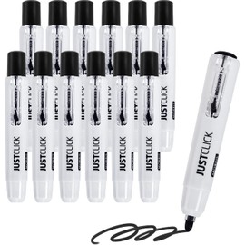 carrotez Retractable Dry Erase Markers, Click Dry Erase Whiteboard Markers, Bullet Tip, Thick Barrel, 12 Count, Black