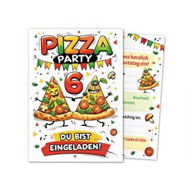 12 Invitations for 6th Children's Birthday Pizza Party Pizza Party Pizza Dinner Girls Boys Kids Invitations Sixth Birthday Invitations