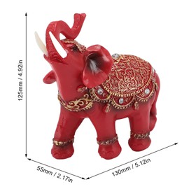 CHEOTIME Elephant Statue, Wealth Lucky Feng Shui Elephant Figurine Home Decor for House Warming Present TV Cabinet Entryway Decoration Red (L)
