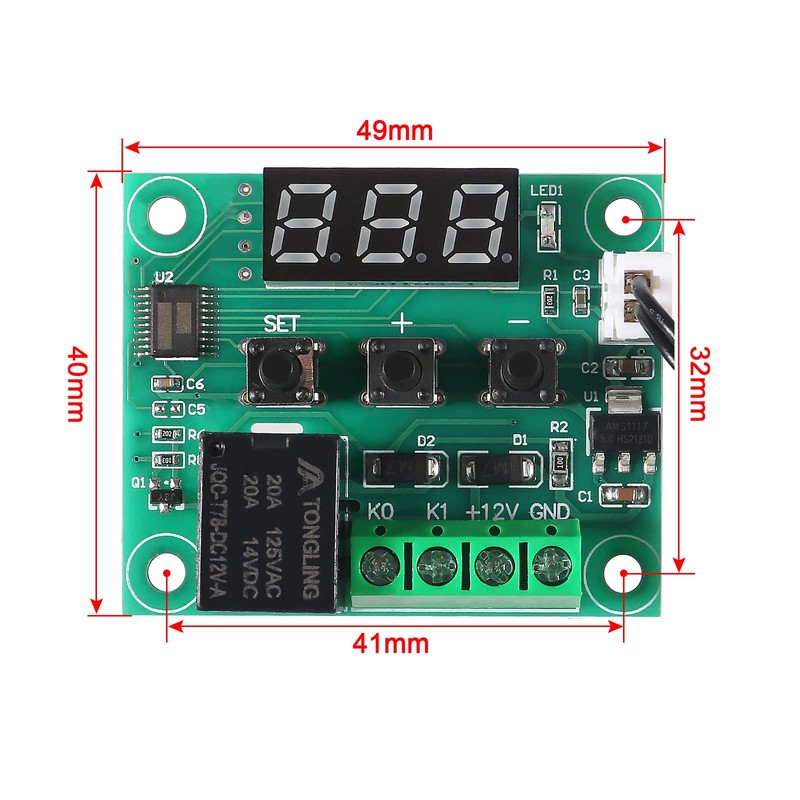 2PCS W1209 Temperature Controller Module,LED Display Digital Thermostat Module with