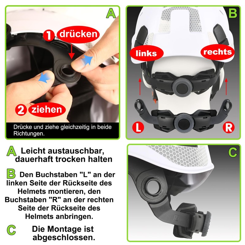 GREEN DEVIL Replacement set ratchets are important for helmet fixation.