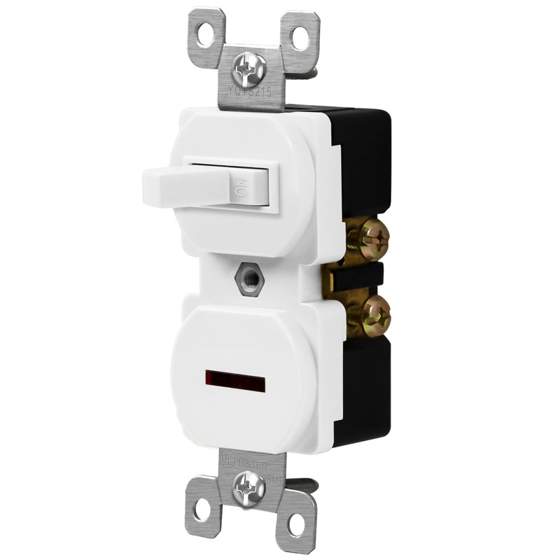 ENERLITES Combination Toggle and Pilot Light Switch, Duplex Style, Illuminated