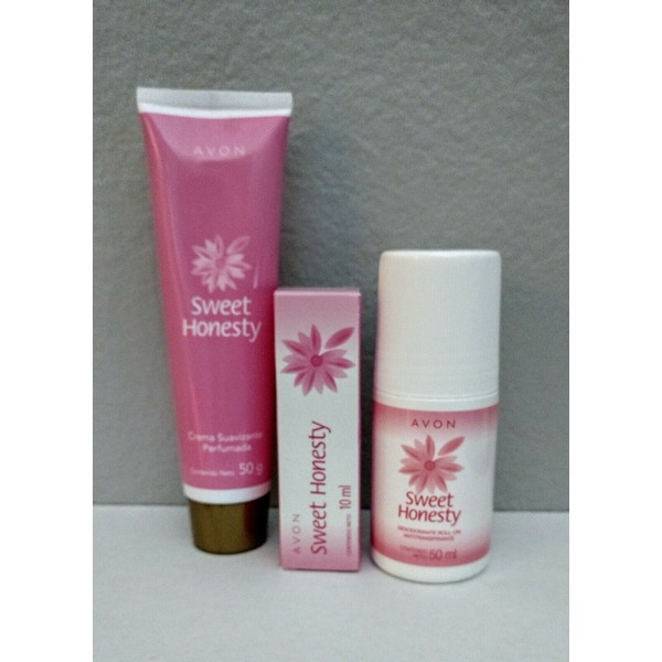 Avon SWEET HONESTY Fragrance Rollon 0.33oz Cream trvl sz 1.7oz & Deodorant 1.7oz