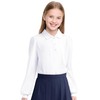 KEREDA Long Sleeve Uniform Shirts for Girls Cotton School Polo