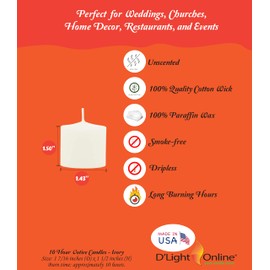 D'light Online Ivory 15 Hour Unscented Votive Candles Emergency and Events - Bulk Votive Candles for Luminary, Home Decoration, Restaurants, Churches and Wedding Votives (Set of 36 - Ivory, 15 Hour)