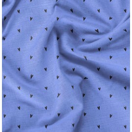 Soimoi Blue Cotton Duck Fabric Black Heart Decor Fabric Printed BTY 56 Inch Wide