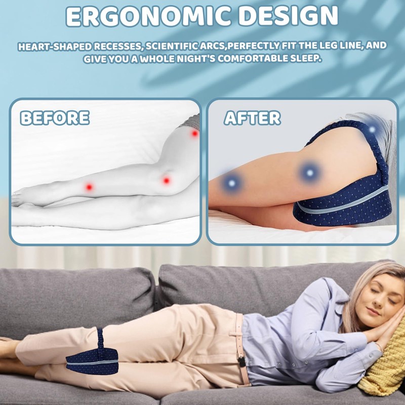 Bodeshis Knee Pillow, Alignment Pillows for Side Sleepers Sleeping on
