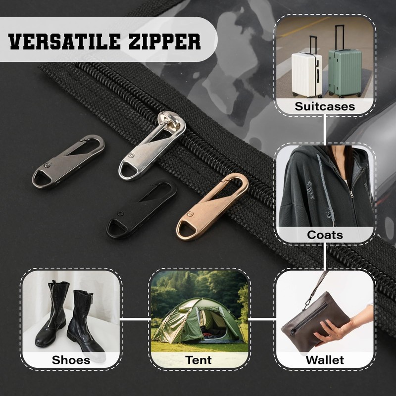 Zipper Pulls Replacement for Jeans, 12Pcs Detachable Zipper Repair Kit,