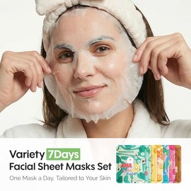 ZealSea Face Mask Skincare Facial Sheet Mask Spa Gifts for Kids Girls Women | 7Days Variety Self Care Set, Deep Hydrating & Glow, Gentle on All Skin T