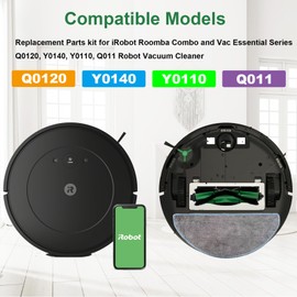 Y0140 Roomba Roller Brush Replacement Part Compatible with iRobot Roomba Combo Essential Series Y0110 Y0140 Y01420 Q0120 Q011 Robot Vacuum Cleaner, Multi-Surface Brush, Main Brush, Roller Bars, 3 Pack