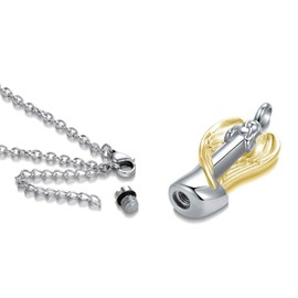 QeenseKc Guardian Angel Lady Urn Necklace for Ashes for Women Men Cremation Jewelry Stainless Steel Keepsake Pendant Memorial Locket Ash Holder