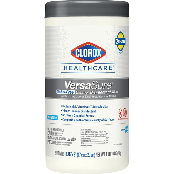 CloroxPro Healthcare Versasure Cleaner Disinfectant Wipes, Alcohol Free Clorox Wipes, Healthcare Cleaning and Industrial Cleaning, 85 Count - 31757