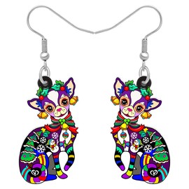 BAMAY Acrylic Christmas Cute Chihuahua Earrings Dangle Dog Jewelry Puppy Chihuahua Gifts for Women