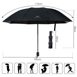 Vicloon Windproof Travel Umbrella, UV Blocked Umbrella, Compact, Light, Strong and Portable - Wind Resistant, Folding Backpack Umbrella for Rain - Men and Women