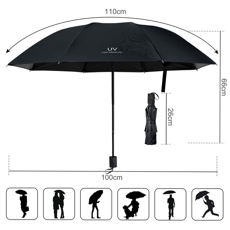 Vicloon Windproof Travel Umbrella, UV Blocked Umbrella, Compact, Light, Strong