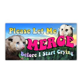 HOSALA (7.5x3.75 in) Please Let Me Merge Before I Start Crying Bumper Sticker Funny Driving Meme Car Decal Quirky Truck Car Decoration Accessories New Driver Gift For Family Friends