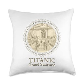 Titanic Grand Staircase Drawing Cruise Ship Ocean Queen Throw Pillow