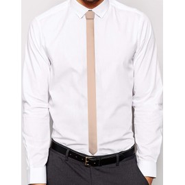 GUSLESON Solid Champagne Tie Wedding Silk Ties For Men Thin Skinny Slim Neckties (0803-10)