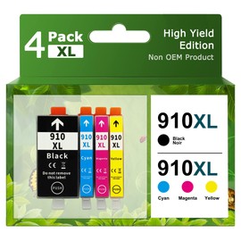 910XL Ink Cartridges for HP 910 XL Ink Cartridges Combo Pack Replacement for HP 910 Ink Work for HP OfficeJet Pro 8020 8025 8028 8035 Printer (Black, Cyan, Magenta, Yellow, 4 Pack)