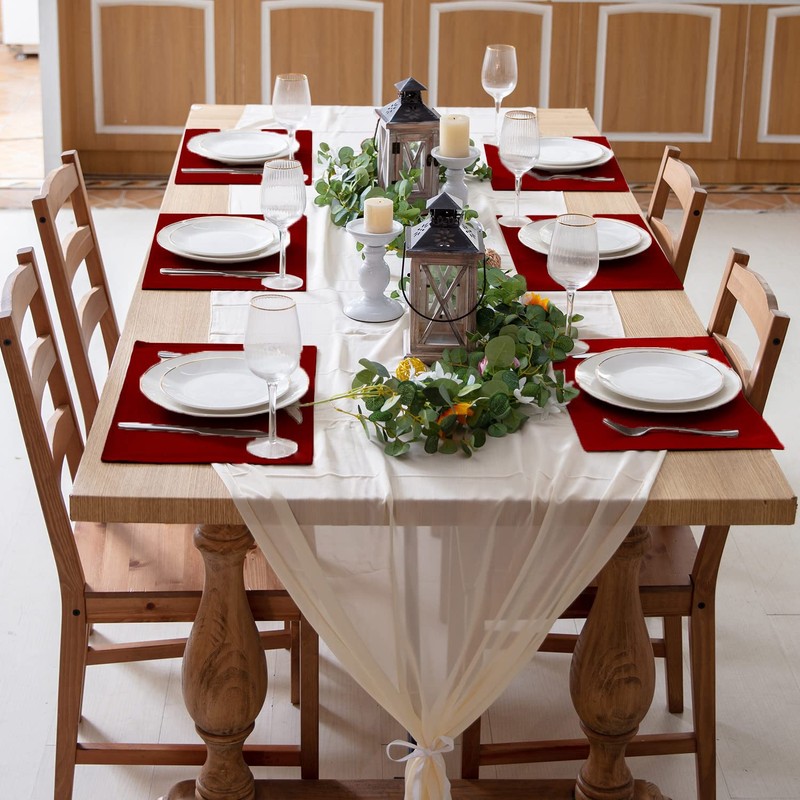 Linen Fabric Placemats Set of 4, Machine Washable, Heat Resistant,