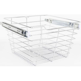 Closet Pull-Out Basket 16"DX17"WX11"H. Heavy-duty wire construction and 100# rated BBS slides (303 series) easily installs in 32mm applications. Finish: Chrome