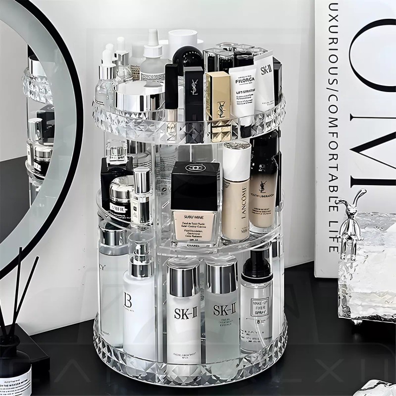 Xiird Organizador Acrílico Giratorio Para Maquillaje A 360° Color Transparente
