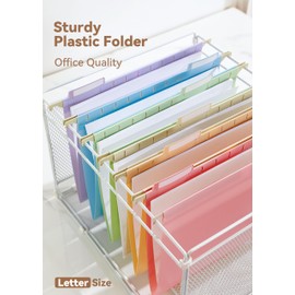 SortRax Plastic Extra Capacity Hanging File Folders, 2" Pastel Expanding Pocket, Heavy Duty for Filing Cabinet, Insertable 1/5-Cut Tabs, Letter Size - 12 Pack