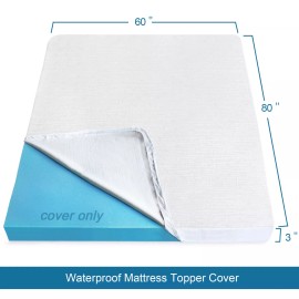 Springspirit Bamboo Waterproof 3" Memory Foam Mattress Topper Cover Only Protector Queen