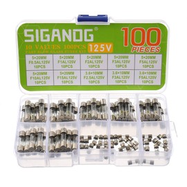 SIGANDG Christmas Light fuses Replacement Fast-Blow Glass Fuses 5x20mm 125V 0.5A 1A 2A 3A 5A 10A 15A Fuse 3.6X10mm Mini Fuse 125V 2.5A 3A 5A amp Fuses for Christmas Tring Lights
