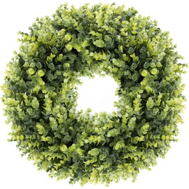 HUZIYAHAN Spring Wreath for Front Door, 20''-22'' Green Spring Wreath, All Seasons Artificial Green Wreaths for Wall Window Porch Wedding Home Farmhouse St Patricks Day Indoor Outdoor Decorations