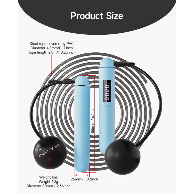 Cordless Jump Rope with Counter - 2 In 1 Tangle-Free