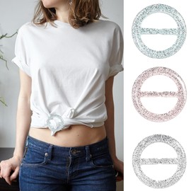 HJZHII 12 Pcs Scarf Rings, Silk Scarf Ring Clip Shirt Ties Clips Fashion Scarves Ring Clothing Rings Wrap Holder Twist Knot Holder Shirt Waist Cincher Clips Metal Circle Clasp 12 Colors Multicolor