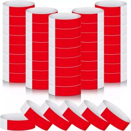 Epakh 500 Pcs Paper Wristbands Neon Wrist Bands Waterproof Hand 500 Pcs, Red