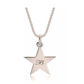 N/A DELICATE ENGRAVED STAR NECKLACE: STERLING SILVER, 24K GOLD, ROSE GOLD