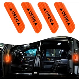 BEYPOVK 4PCS Car Door Open Reflective Safety Stickers, Anti-Collision Warning Decal Tape, Exterior Accessories for Cars, SUVs, Trucks, Motorcycles (Orange)