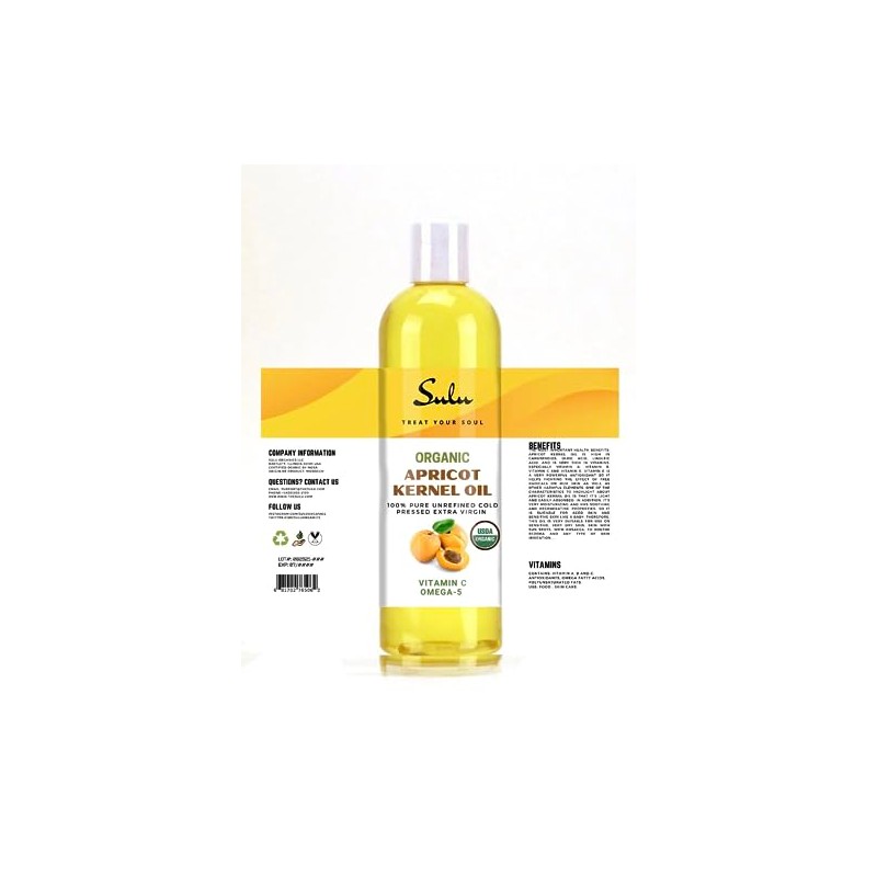 USDA Organic Cold Pressed Unrefined Apricot Kernel Oil (64 oz)