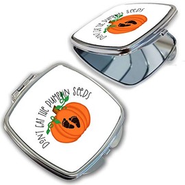 BRGiftShop Funny Joke Don't Eat The Pumpkin Seeds Maternity Footprints Compact Pocket Cosmetic Mirror