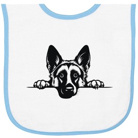 inktastic Peeking German Shepherd Baby Terry Cloth Bib White and Light Blue 468fb
