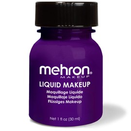 Mehron Makeup Liquid Makeup | Face Paint and Body Paint Perfect for Halloween, Cosplay I Air Brush Compatible Body Paint (1 oz) (PURPLE)