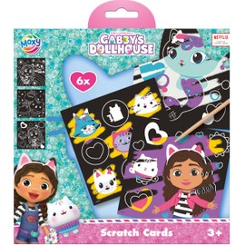 Gabby's Dollhouse Scratch Cards, Set of 6, Arts and Crafts for Chidren, Ideal for Travel, Ages 3+