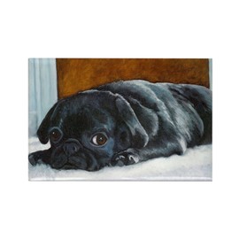 CafePress Resting Black Pug Puppy Rectangle Magnet, 3"x2" Refrigerator Magnet