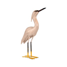 G6 Collection Handmade Wooden Snowy Egret Heron Figurine – Carved White Bird Sculpture, Coastal Decor Accent – Snowy Egret Heron