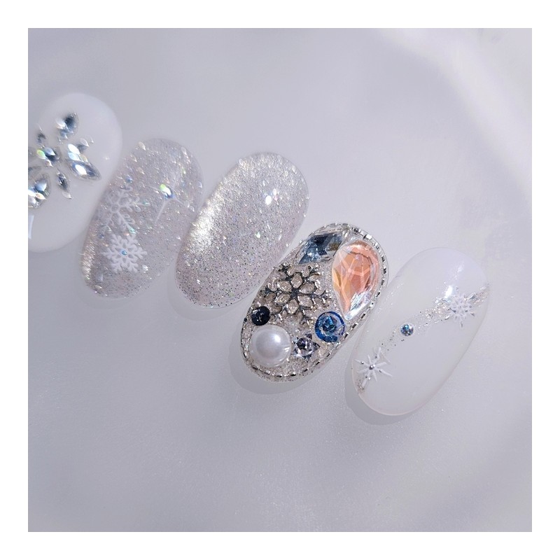 Winter Dawn Starlight Handmade Nail Tips - Almond Long /