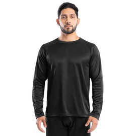 Realtree Men's Heavyweight Fleece Thermal Underwear Top, Pitch Black, Large