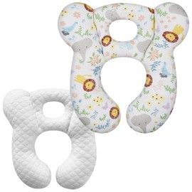 ZHOMA Baby Travel Pillow, Upgrade U-Shape Infant Head Neck Support Pillow for Car Seat Pushchair and Stroller, Soft Comfortable Sleep Cushion for 0-2 Years Old Kids Newborn and Toddler -Lion White