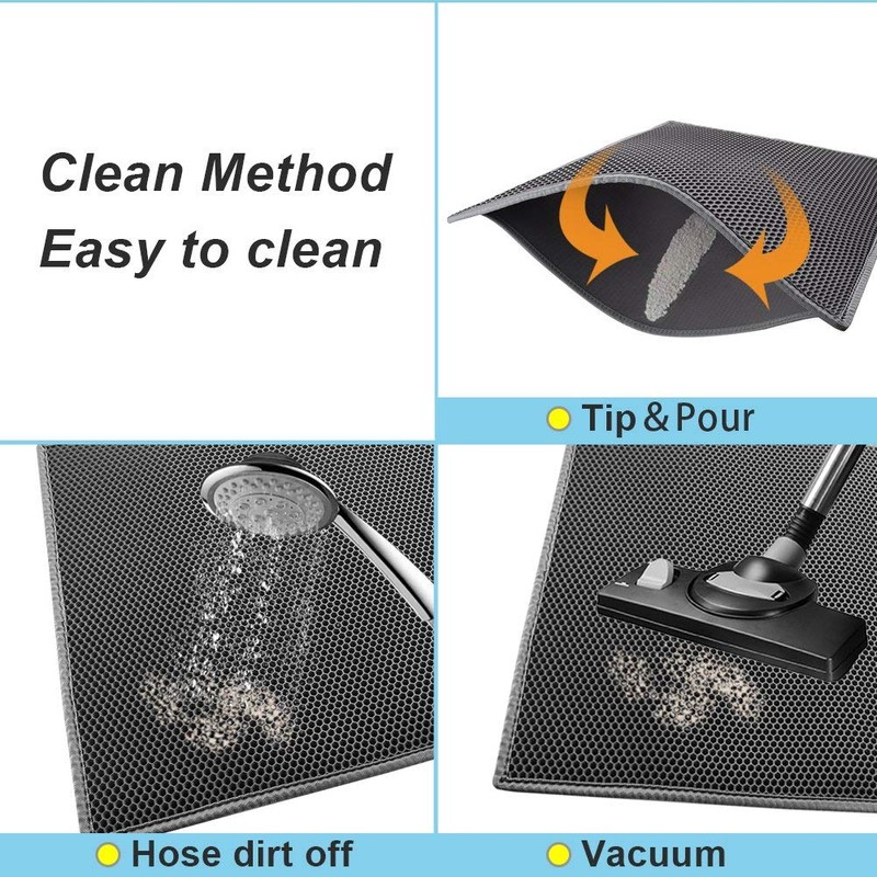 Pieviev Cat Litter Mat Double Layer Waterproof Urine Proof Trapping